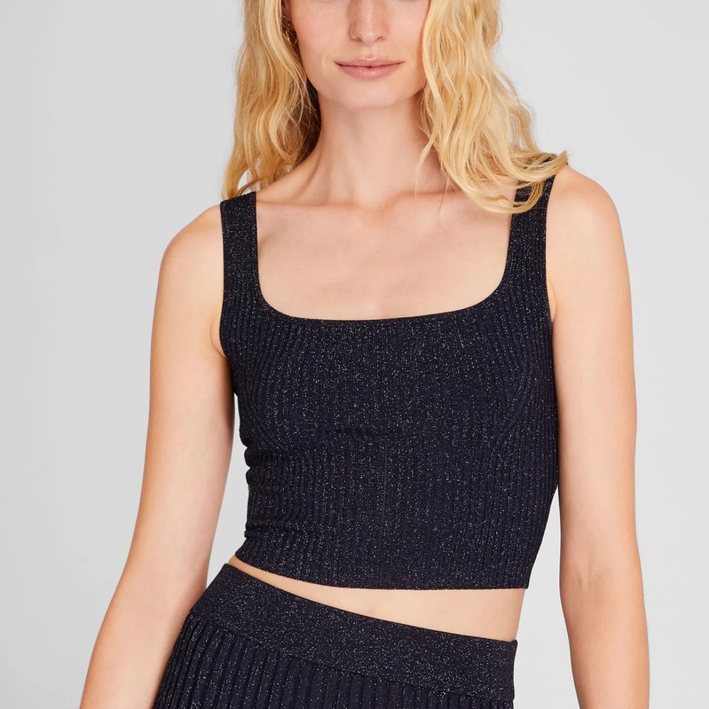 Metallic Ribbed Knit Two-Piece Set - Picture 5 of 6